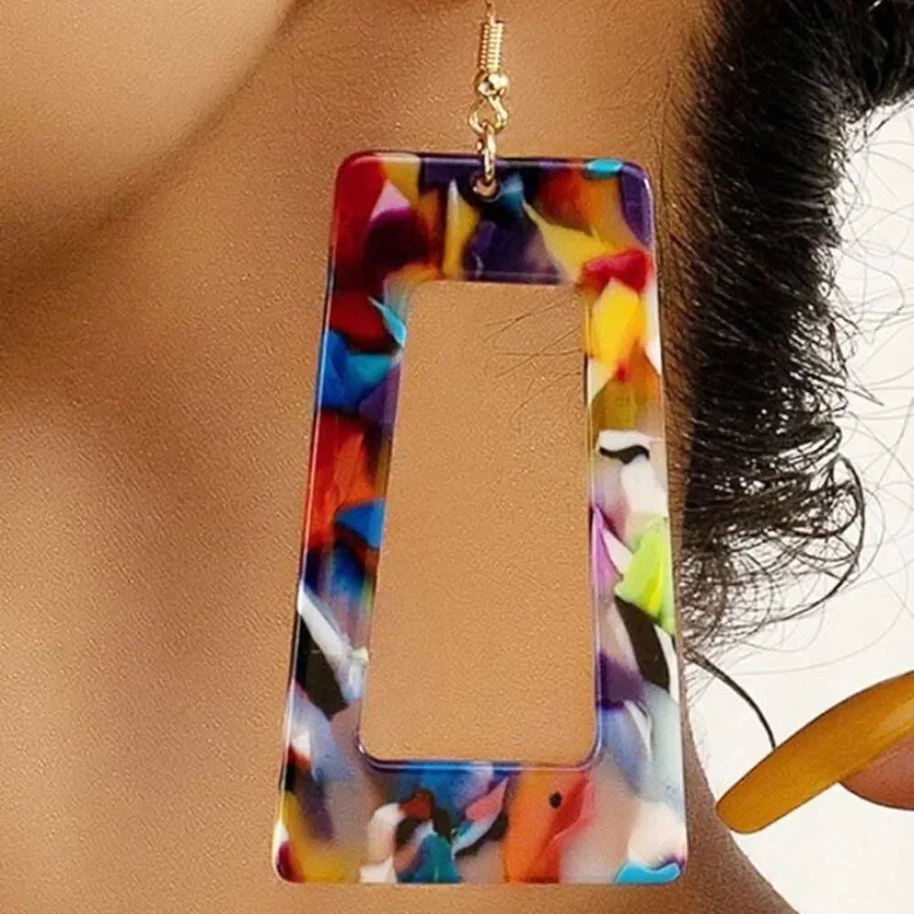 3for$20 1pair Cute Colorful Geometric Square Shaped Earrings,
